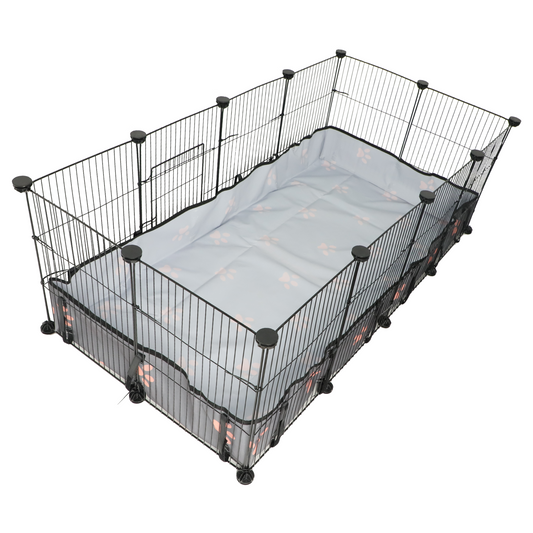 Guinea Pig Cages 8 Sq Ft Expandable C&C Cage Habitats for 2 Small Animal House Pet Playpen Metal Grids Indoor Rabbit Fence Hedgehog Cage with PVC Liner, 48 x 24 x 16 inch, 12 Panels, by CHEGRON